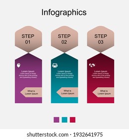 Business data visualization, infographics. Scheme of the process of elements using graphics, diagrams in three stages, numbers, options, parts. Business vector for presentation.
