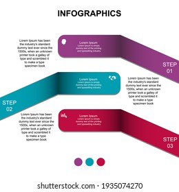 Business data visualization, infographics. Scheme of the process of elements using graphics, diagrams in three stages, numbers, options, parts. Business vector for presentation.