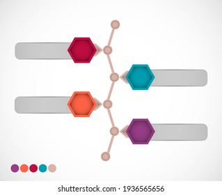 Business data visualization, infographics. Scheme of process elements using graphics, diagrams in four stages, options, for text. Business vector for presentation