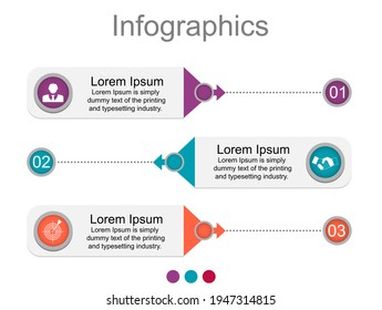 Business data visualization, infographics. Scheme of the process of elements using graphics, diagrams in three stages, numbers, options, parts. Business vector for presentation.