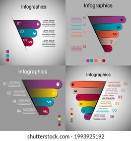 Business data visualization, infographics. The scheme of process of elements by means of graphics, diagrams on 3,4,5,6 stages, numbers, options, parts. Business vector for presentation.