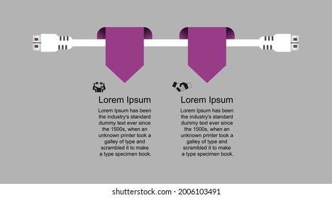 Business data visualization, infographics. Scheme of the process of elements using graphics, diagrams in two stages, numbers, options, parts. Business vector for presentation.