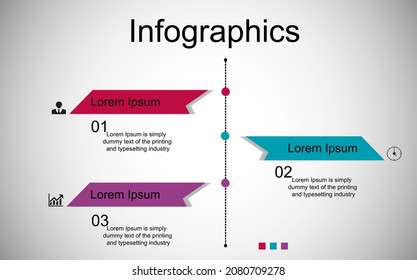 Business data visualization, infographics. Scheme of the process of elements using graphics, diagrams in three stages, numbers, options, parts. Business vector for presentation.