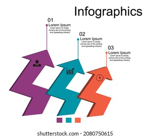 Visualización de datos empresariales, infografías. Esquema del proceso de elementos utilizando gráficos, diagramas en tres etapas, números, opciones, partes, infografías en forma de flechas. vector de negocio 