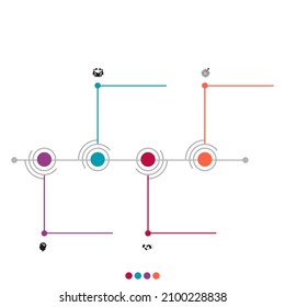Business data visualization, infographics. Scheme of elements of the process with the help of graphics, diagrams in four stages, numbers, options, parts. Business vector for presentation.