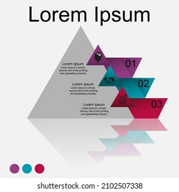 Business data visualization, infographics. Scheme of the process of elements using graphics, diagrams in three stages, numbers, options, parts. Business vector for presentation.