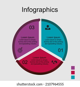 Business data visualization, infographics. Scheme of elements of the process with the help of graphs, diagrams in three stages, numbers, options, parts. Business vector for presentation.
