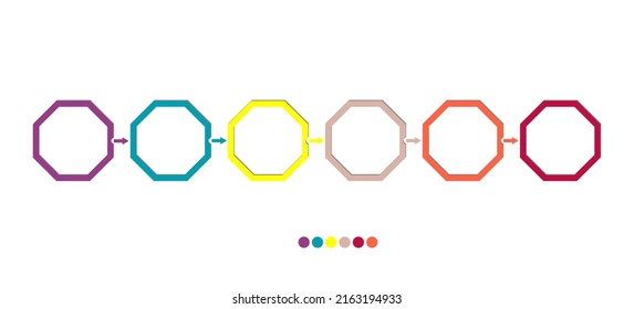 Business data visualization, infographics. Scheme of the process of elements using graphics, diagrams in six stages. Business vector for presentation.