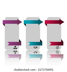 Business data visualization, infographics. Scheme of the process of elements using graphics, diagrams in three stages, numbers, options, parts. Business vector for presentation.