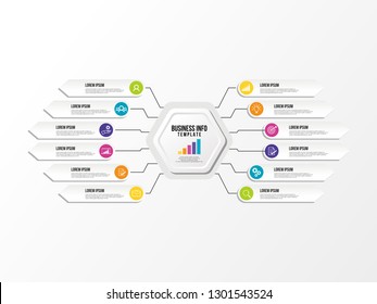 Business Data Visualization Infographics Template. Vector Illustration. Process chart, Abstract Elements of graph, diagram with steps, options, parts or processes. Timeline with Marketing Icons