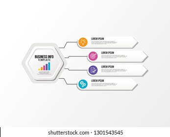 Business Data Visualization Infographics Template. Vector Illustration. Process chart, Abstract Elements of graph, diagram with steps, options, parts or processes. Timeline with Marketing Icons