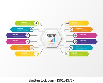 Business Data Visualization Infographics Template. Vector Illustration. Process chart, Abstract Elements of graph, diagram with steps, options, parts or processes. Timeline with Marketing Icons
