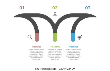 Business data visualization. Presentation business infographic template with 3 options or steps. Can be used for process, presentations, layout, banner, info graph