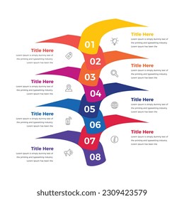 Business data visualization. Presentation business infographic template with 8 options or steps. Can be used for process, presentations, layout, banner, info graph