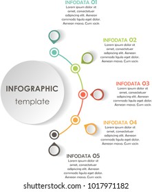 Business data visualization. Process chart. Abstract elements of graph, diagram with 5 steps, options, parts or processes. Vector business template for presentation. Creative concept for infographic.