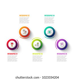 Business data visualization. Process chart. Abstract elements of graph, diagram with 5 steps, options, parts or processes. Vector business template for presentation. Creative concept for infographic.