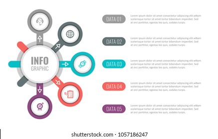 Business data visualization. Process chart. Abstract elements of graph, diagram with 5 steps, options, parts or processes. Vector business template for presentation. Creative concept for infographic.