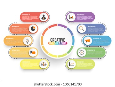 Business data visualization. Process chart. Abstract elements of graph, diagram with 10 steps, options, parts or processes. Vector business template for presentation. Creative concept for infographic.