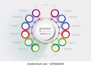 Business data visualization. Process chart. Abstract elements of graph, diagram with steps, options, parts or processes. Vector business template for presentation. Creative concept for infographic.