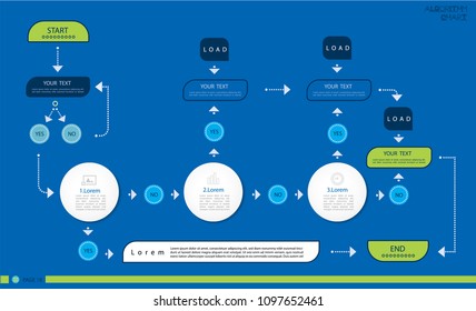 Business data visualization. Process chart. Algorithm flowchart of graph, diagram with steps, options, parts or processes. Vector business template for presentation. Creative concept for infographic.