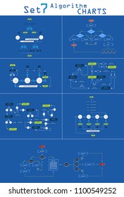 Business data visualization. Process chart. Set Algorithm flowchart of graph, diagram with steps,options,parts or processes.Vector business template for presentation. Creative concept for infographic.