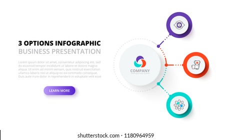 Business data visualization. Process chart. Abstract elements of graph, diagram with 3 steps, options, parts or processes. Vector business template for presentation. Creative concept for infographic.