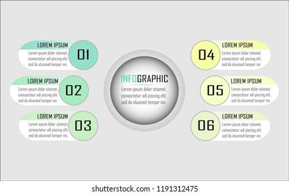 Business data visualization. Process chart. six topic. Vector business template for presentation. Creative concept for infographic.