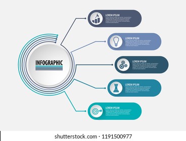 Business data visualization. Process chart. Abstract elements of graph, diagram with 5 steps, options, parts or processes. Vector business template for presentation. Creative concept for infographic.