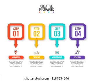 Business data visualization. Process chart. Abstract elements of graph, diagram with 4 steps, options, parts or processes. Vector business template for presentation. Creative concept for infographic.