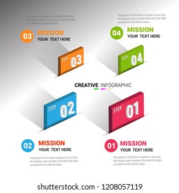 Business data visualization. Process chart. Abstract elements of graph, diagram with 4 steps, options, parts or processes. Vector business template for presentation. Creative concept for infographic.