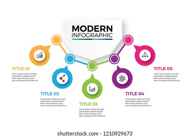 Business data visualization. Process chart. Abstract elements of graph, diagram with 5 steps, options, parts or processes. Vector business template for presentation. Creative concept for infographic.