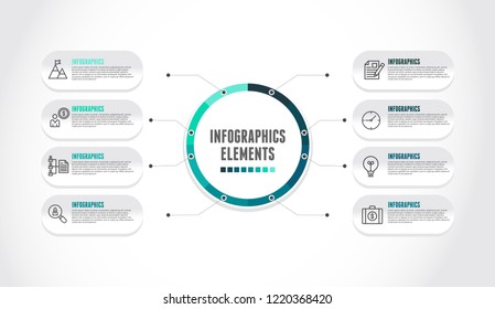 Business data visualization. Process chart. Abstract elements of graph, diagram with steps, options, parts or processes. Vector business template for presentation