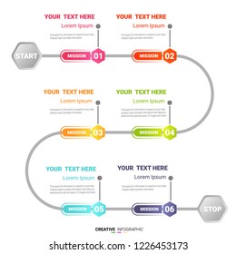 Business data visualization. Process chart. Abstract elements of graph, diagram with 6 steps, options, parts or processes. Vector business template for presentation. Creative concept for infographic.