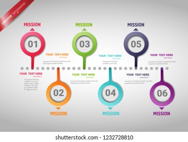 Business data visualization. Process chart. Abstract elements of graph, diagram with 6 steps, options, parts or processes. Vector business template for presentation. Creative concept for infographic.