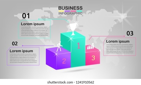 Business data visualization. Process chart. Abstract elements of graph, diagram with steps, options, parts or processes. 3d.