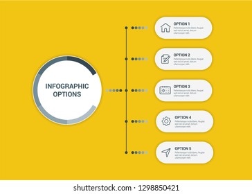 Business data visualization. Process chart. Abstract elements of graph, diagram with 5 steps, options, parts or processes. Vector business template for presentation. Creative concept for infographic.