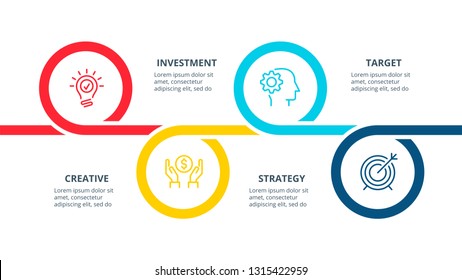 Business data visualization. Process chart. Abstract elements of graph, diagram with 4 steps, options, parts or processes. Vector business template for presentation. Creative concept for infographic.
