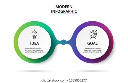 Business data visualization. Process chart. Elements of graph, diagram with 2 steps, options, parts or processes. Vector business template for presentation. Creative concept for infographic
