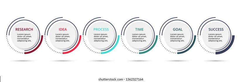 Business data visualization. Process chart. Elements of graph, diagram with 6 steps, options, parts or processes. Vector business template for presentation. Creative concept for infographic
