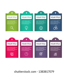 Business data visualization. Process chart. Elements of graph, diagram with 8 steps, options, parts or processes. Vector business template for presentation. Creative concept for infographic