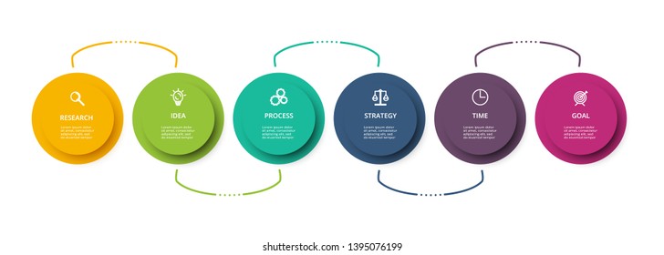 Business data visualization. Process chart. Elements of graph, diagram with 6 steps, options, parts or processes. Vector business template for presentation. Creative concept for infographic