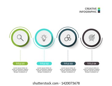Business data visualization. Process chart. Elements of graph, diagram with 4 steps, options, parts or processes. Vector business template for presentation. Creative concept for infographic