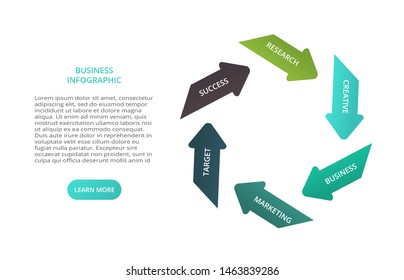 Business data visualization. Process chart. Elements of graph, diagram with 6 steps, options, parts or processes.