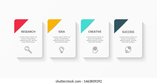 Business data visualization. Process chart. Elements of graph, diagram with 4 steps, options, parts or processes.