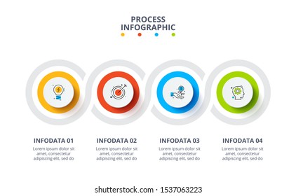 Business data visualization. Process chart. Abstract elements of graph, diagram with 4 steps, options, parts or processes. Vector business template for presentation. Creative concept for infographic.