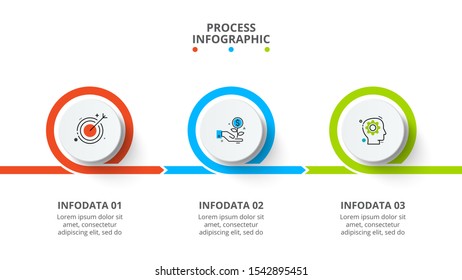 Business data visualization. Process chart. Abstract elements of graph, diagram with 3 steps, options, parts or processes. Vector business template for presentation. Creative concept for infographic.