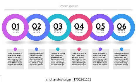 Business data visualization. Process chart. Abstract elements of graph, diagram with 3 and 6 steps, options. Vector business template for presentation. Creative concept for infographic.