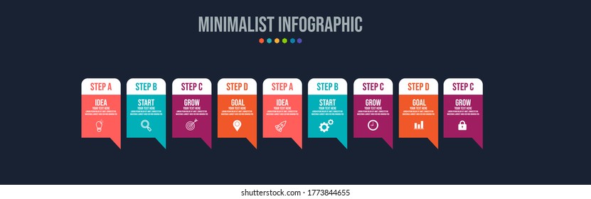 Business data visualization. Process chart. Abstract elements of graph, diagram with steps, options, parts or processes. Vector business template for presentation. Creative concept for infographic.