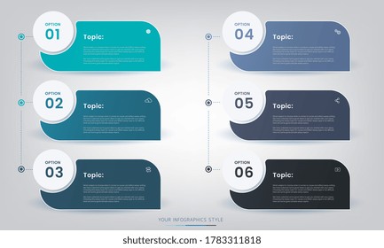 Business Data Visualization. Process Chart. Abstract Elements Of Graph, Diagram With Steps, Options, Parts Or Processes. Vector Business Template For Presentation. 6 Panels Info Graphic.