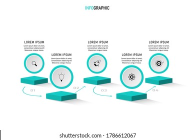 Business data visualization. Process chart. Abstract elements of graph, diagram with steps, options, parts or processes. Vector business template with 3D design. Creative concept for infographic.